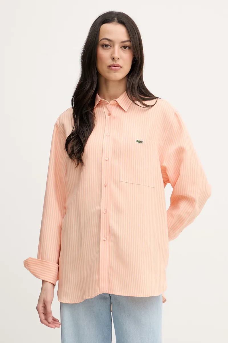 Lacoste πουκάμισο γυναικείο με λινό