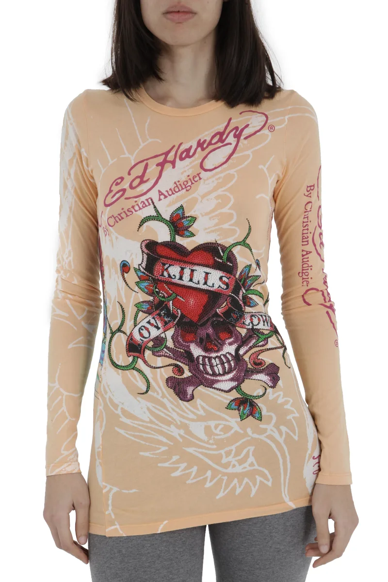 Μπλούζα Μακρυμάνικη Ed Hardy Multi Platinum A9WCFSBP-PEACH-Peach Γυναικείο