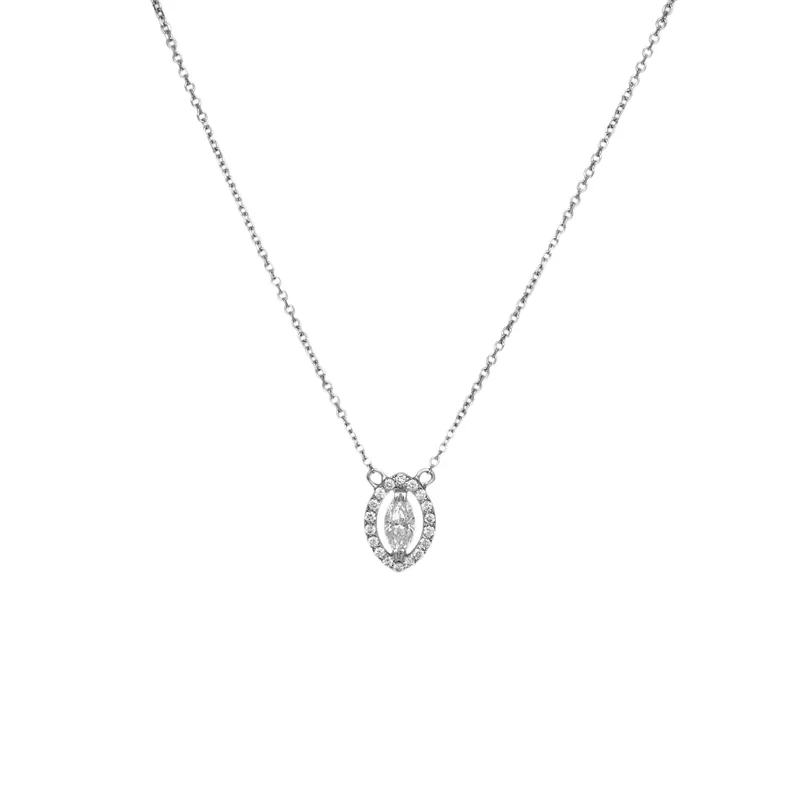Κολιέ με διαμάντια Κ18 Marquise ροζέτα 056959 056959 Χρυσός 18 Καράτια