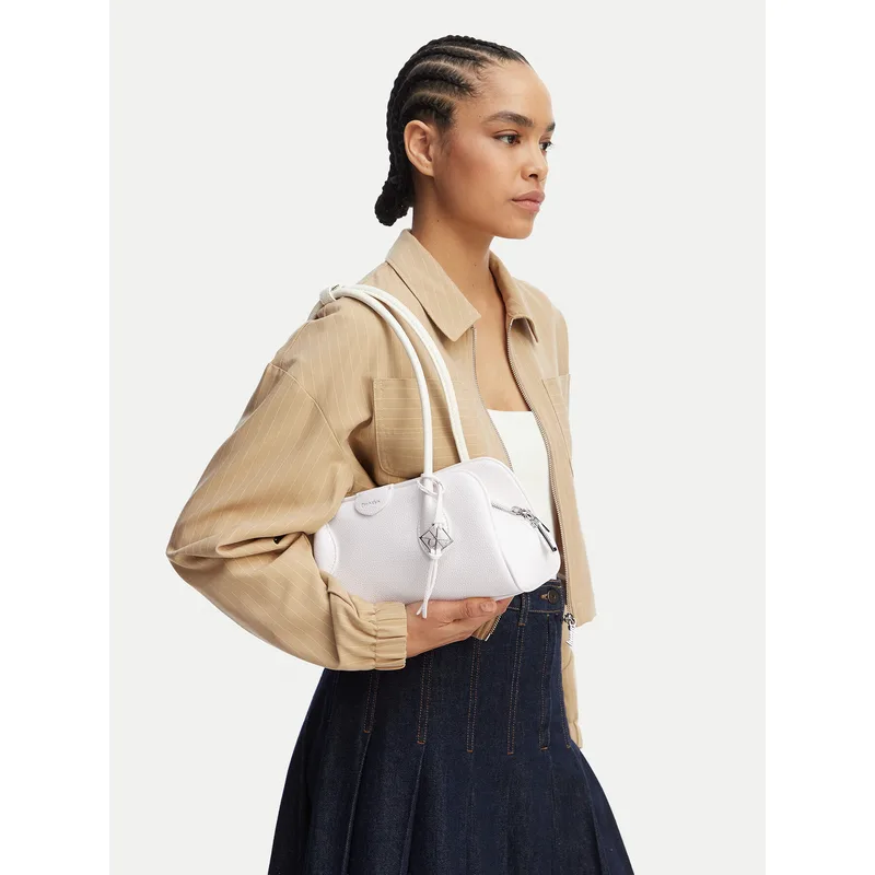 Τσάντα Calvin Klein Quilted Nylon Medium Shoulder Ba LV04F3743G Λευκό