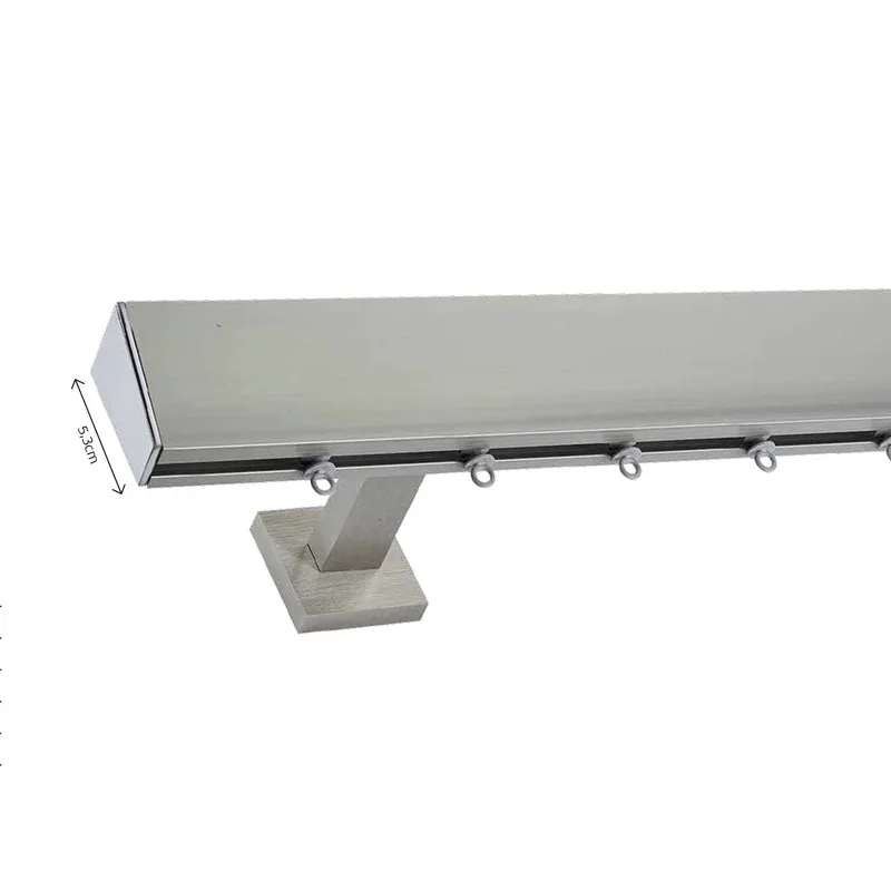 Σιδηρόδρομος Κουρτίνας 5.3cm Domus Custom με Νίκελ Ματ Στηρίγματα & Χρώμιο Τάπες (2.40m Σιδηρόδρομος Διπλός)