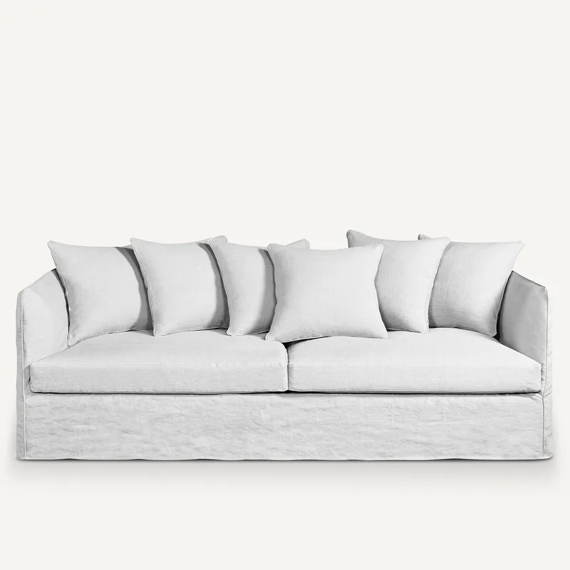 Καναπές από λινό γκοφρέ ύφασμα Μ95xΠ182xΥ82cm