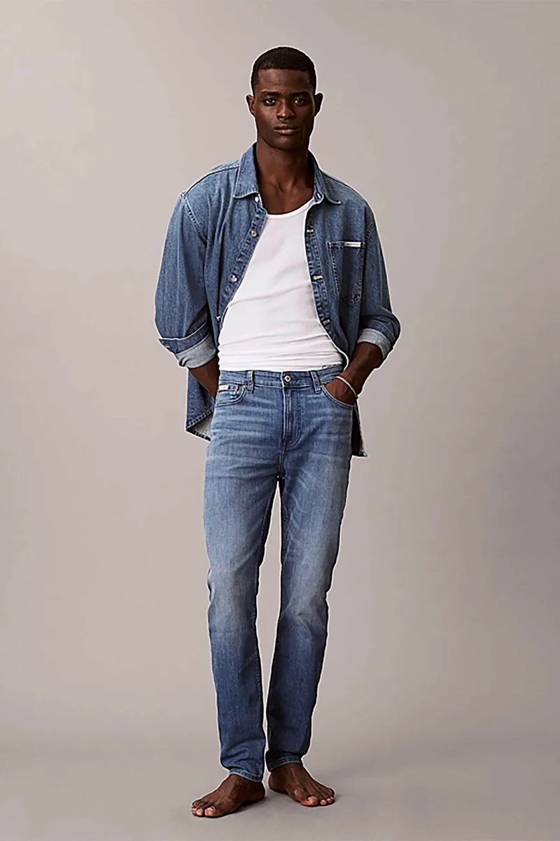Calvin Klein Jeans ανδρικό τζιν παντελόνι πεντάτσεπο Tapered Fit - LV04RE781G Denim Blue