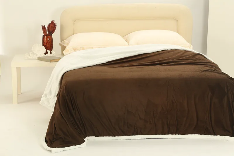 Κουβέρτα Fleece Με Sherpa Μονή Silk Fashion Ξυρισμένο Καφέ 170x220