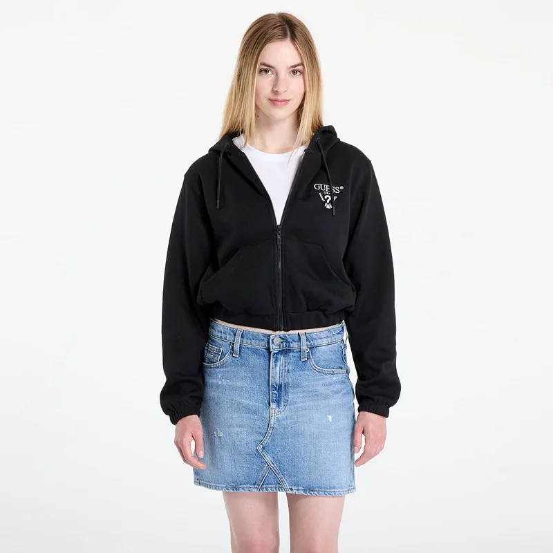 Φούτερ GUESS Roberta Full Zip Crop Sweatshirt Black M