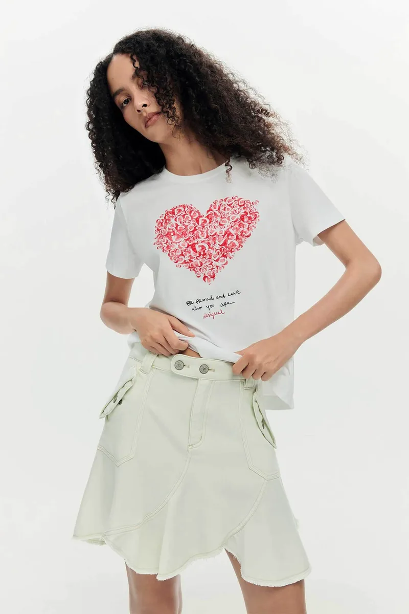 Desigual γυναικείο T-shirt με print Regular Fit "Cor" - 26SWTK06 Λευκό