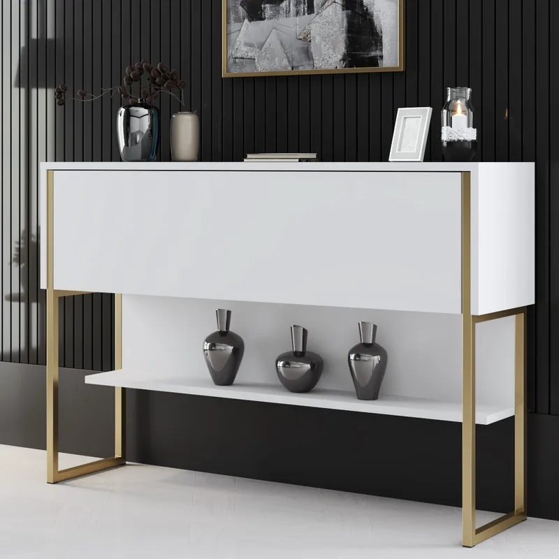 Συρταριέρα Κρεβατοκάμαρας Luxe - Χρυσό, White 618Bly1402 (120x80x30)