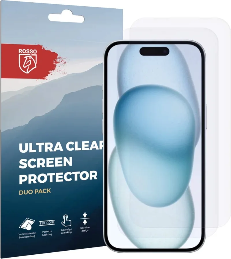 Κόκκινο Ultra Clear Screen Protector - Μεμβράνη Προστασίας Οθόνης - Apple iPhone 15 - 2 Τεμάχια (8719246401121)