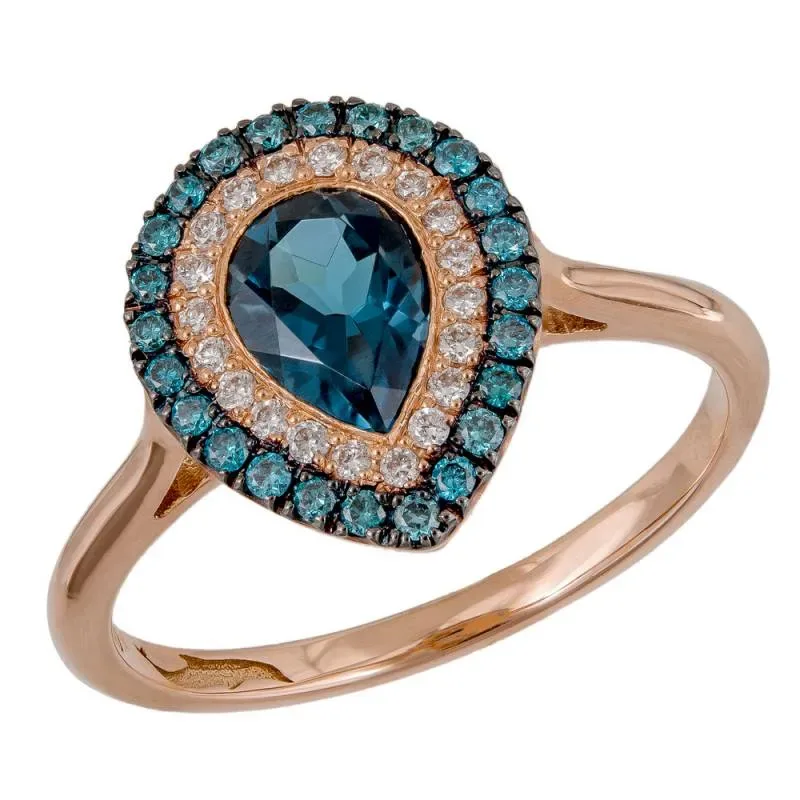Ροζ gold δαχτυλίδι ροζέτα Κ18 Diamonds and Topaz 043422 043422 Χρυσός 18 Καράτια