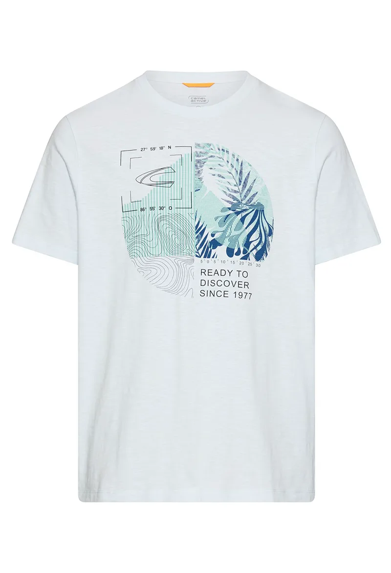 ΑΝΔΡΙΚΟ T-SHIRT CAMEL ACTIVE ΜΕ ΤΥΠΩΜΑ ΣΤΡΟΓΓΥΛΗ ΛΑΙΜΟΚΟΨΗ ΓΑΛΑΖΙΟ