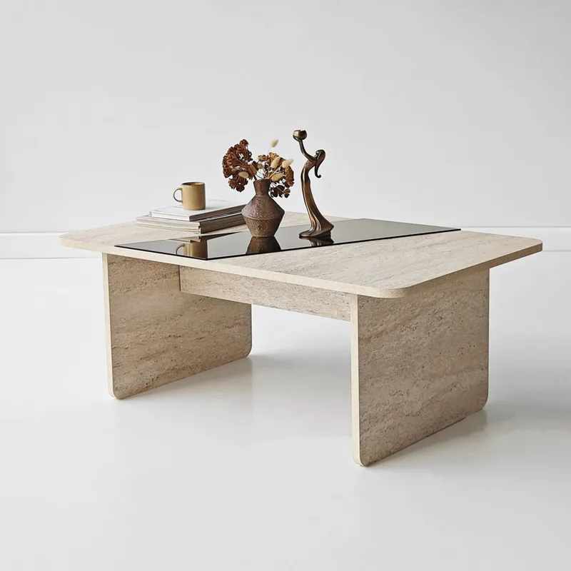 Τραπεζάκι Σαλονιού Favorite - Bronze, Travertine 552Nos2600 (120x38x60 cm)