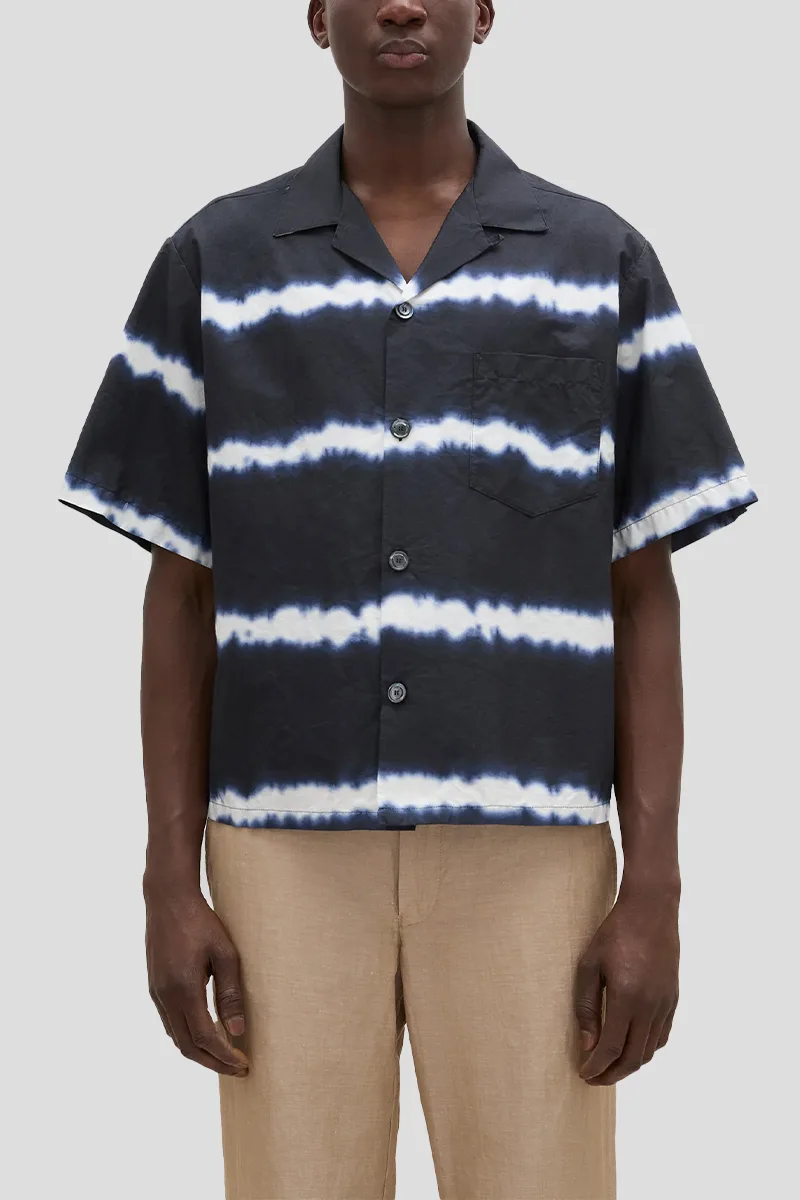 ASPESI Ανδρικό Μπλε Tie-dye Cotton Bowling Shirt