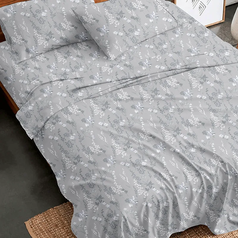 Σεντόνια Φανελένια Διπλά (Σετ) 200X260 Sunshine Flannel 2060 Grey Χωρίς Λάστιχο (200x260)