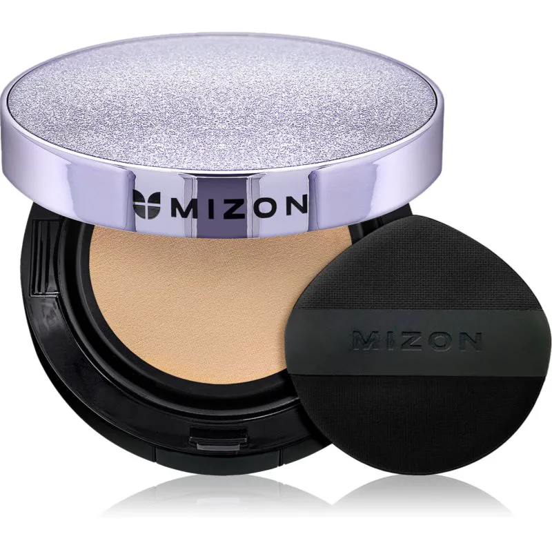 Mizon Vegan Collagen Cushion SPF38 PA++ μακράς διαρκείας μεικ απ σε σφουγγαράκι πολύ μεγάλη προστασία απο τον ήλιο απόχρωση #21 Light Μπεζ 2x15 γρ
