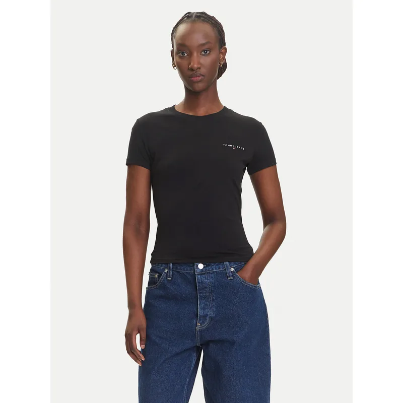 Tommy Jeans T-Shirt Linear DW0DW21164 Μαύρο Slim Fit