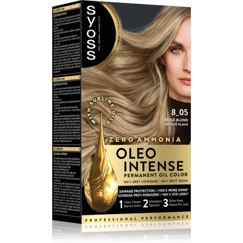 Syoss Oleo Intense μόνιμη βαφή μαλλιών με έλαιο απόχρωση 8-05 Μπεζ Blond 1 τμχ