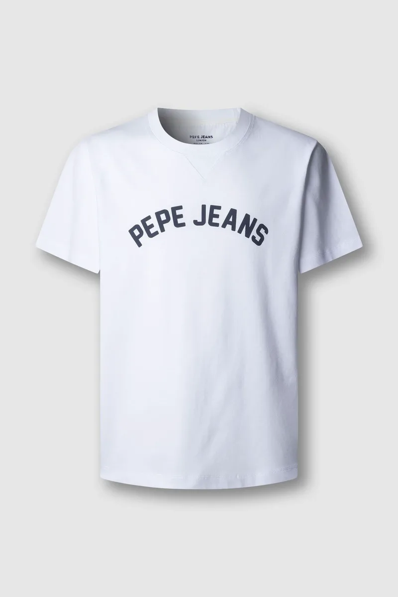 Pepe Jeans ανδρικό T-shirt μονόχρωμο με logo print "Gio" - PM5010295 Λευκό