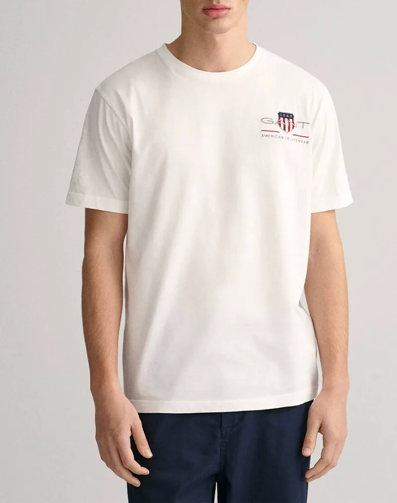 GANT ΜΠΛΟΥΖΑ ΚΜ REG ARCHIVE SHIELD EMB SS T-SHIRT 3G2067004-110 White