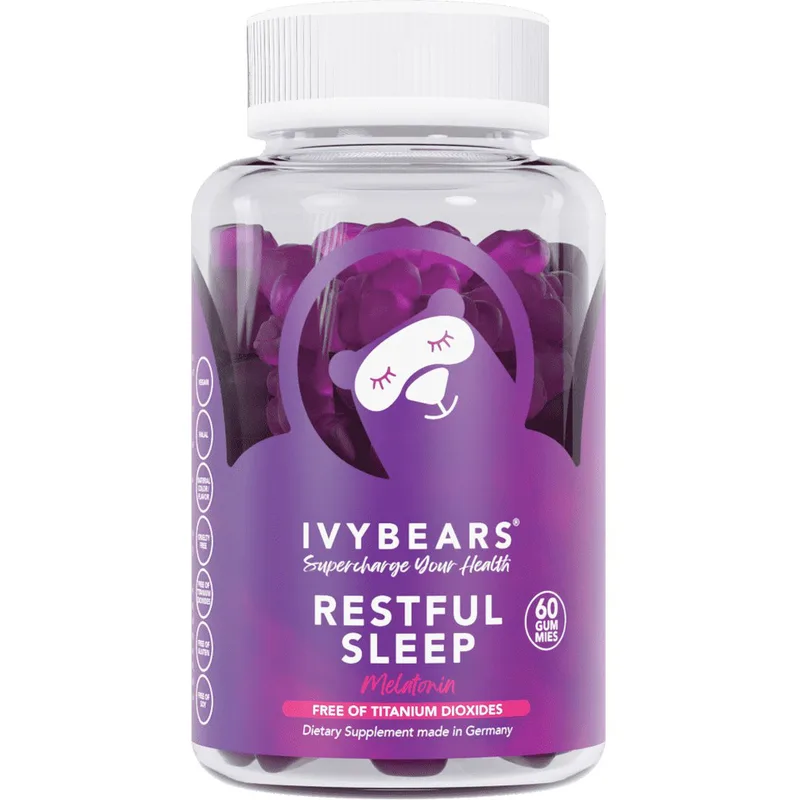 IvyBears Restful Sleep Συμπλήρωμα Διατροφής Μελατονίνης & Εκχυλίσματος Μελισσόχορτου για Ξεκούραστο & Ποιοτικότερο Ύπνο με Μοναδική Γεύση 60 Ζελεδάκια