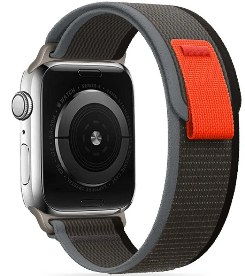 Tech-Protect Nylon Λουράκι - Apple Watch Ultra/SE/11/10/9/8/7/6/5/4 (49/46/45/44mm) - Black / Πορτοκαλί (9490713929742)