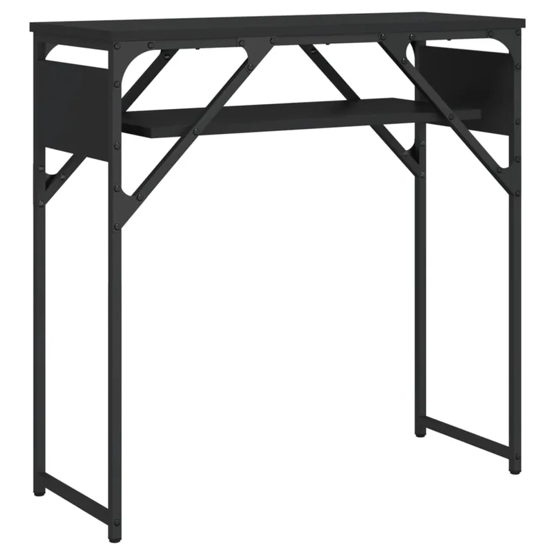 vidaXL Τραπέζι Κονσόλα με Ράφι Μαύρο 75x30x75 εκ. Επεξεργασμένο Ξύλο