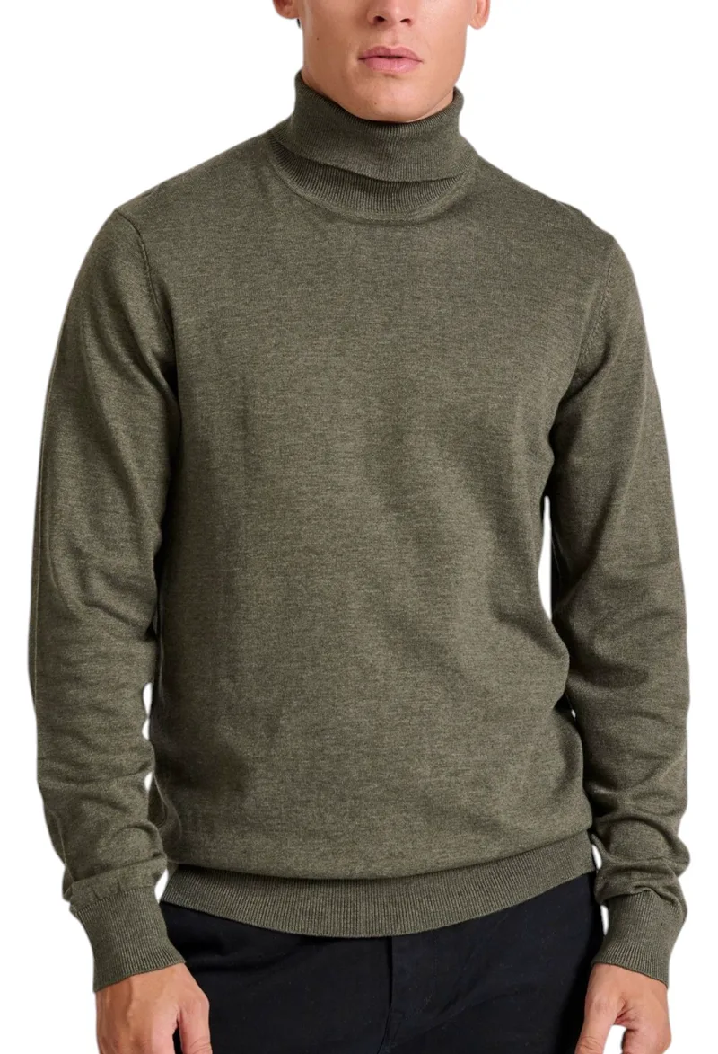 Πουλόβερ Funky Buddha Turtle Neck - The Essentials FBM010-005-09-CEMENT MEL Ανδρικό