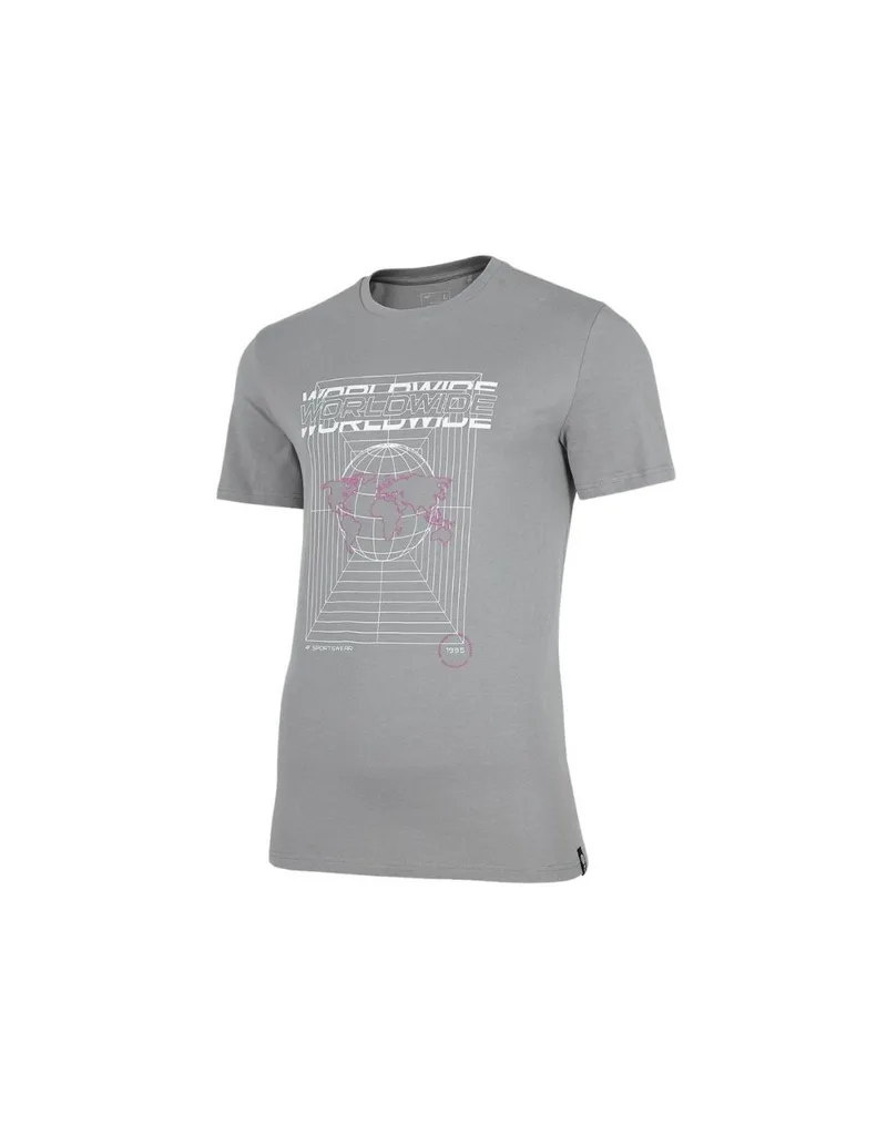 4F Ανδρικό T-shirt Γκρι με Στάμπα H4Z22-TSM029-24S