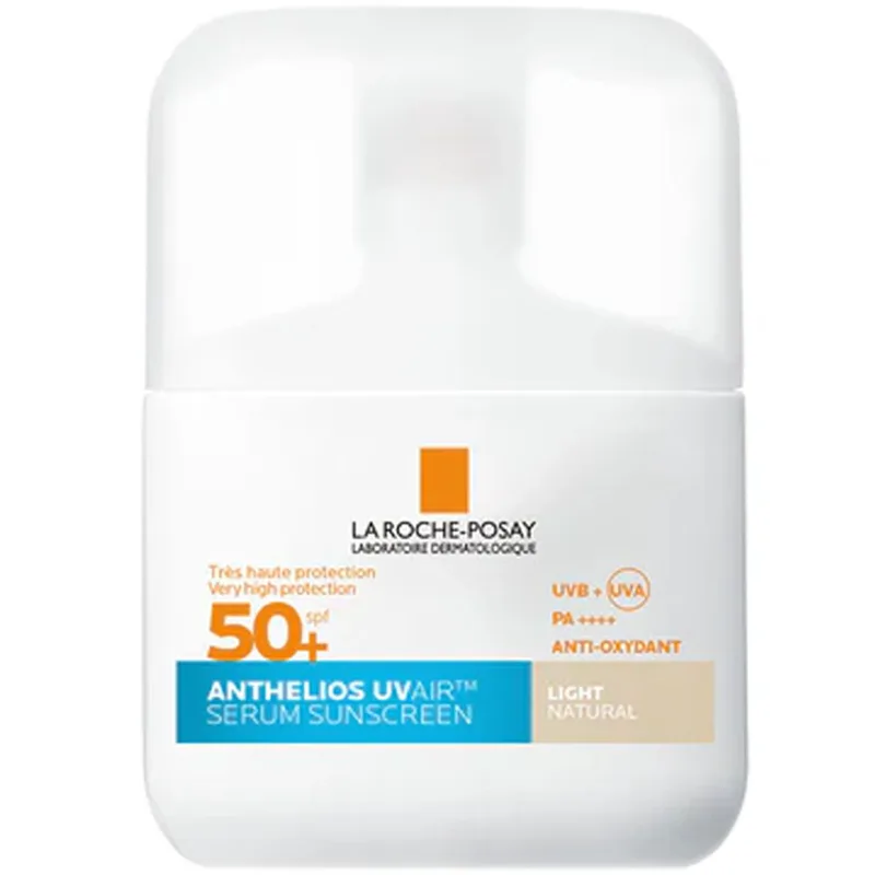 La Roche-Posay Anthelios UVAir Spf50+ Light Natural Color Sunscreen Serum Αντηλιακός Ορός Προσώπου Πολύ Υψηλής Προστασίας με Αέρινη Υφή & Φυσικό Ανοιχτό Χρώμα, Κατά των Περιβαντολλογικών Ρύπων 50ml
