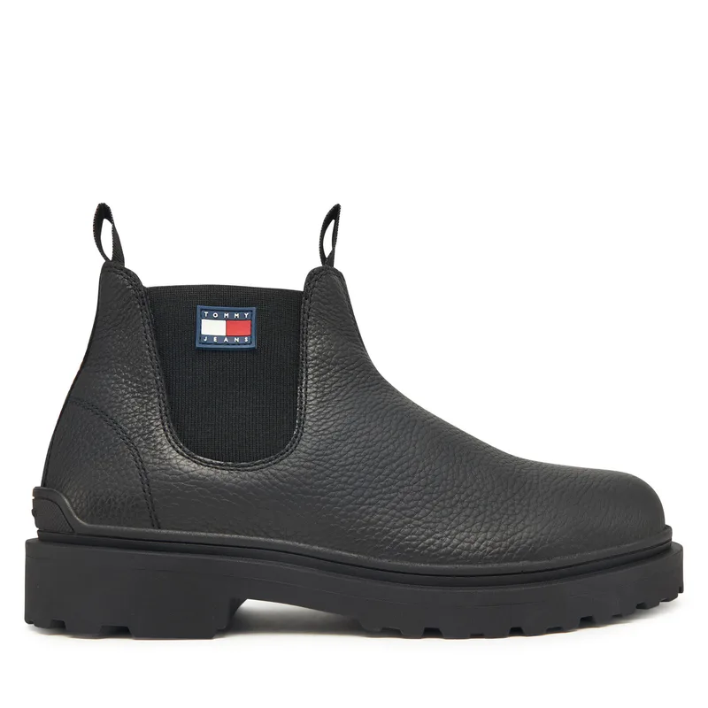 Μποτάκια με λάστιχο Tommy Jeans Tjm Chelsea Leather Wl EM0EM01670 Μαύρο