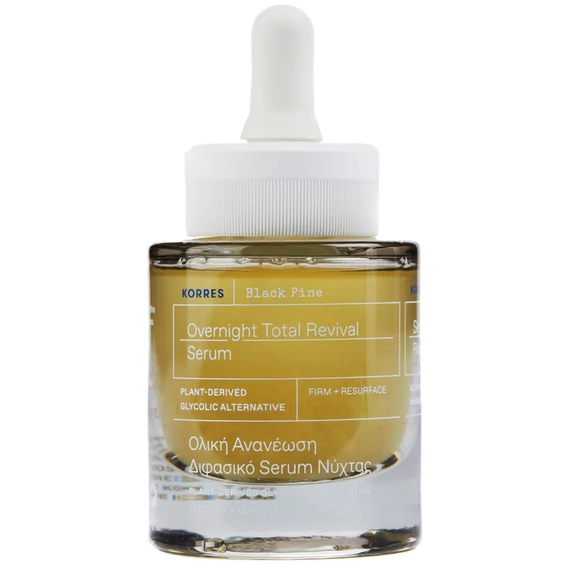 Korres Black Pine Overnight Total Revival Serum Διφασικός Ορός Νυκτός Προσώπου για Σύσφιξη & Λείανση 30ml