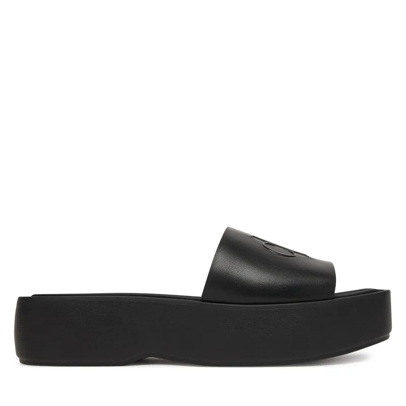 Παντόφλες Calvin Klein Flatf Sndl Lth Mg HW0HW03026 Μαύρο