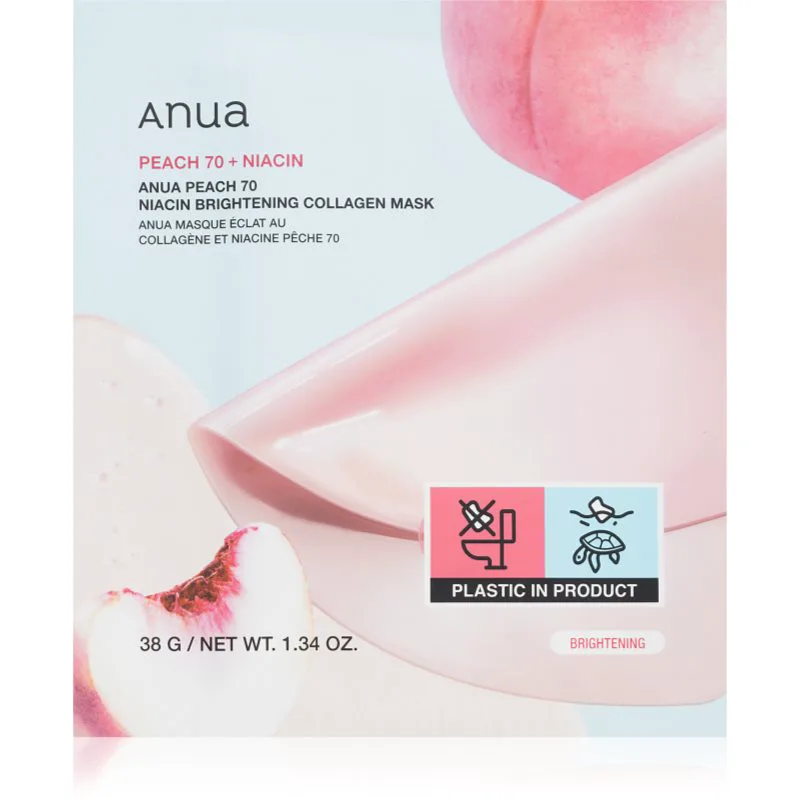 Anua Peach 70% Niacin Brightening Collagen Mask λαμπρυντική μάσκα προσώπου με κολαγόνο 1 τμχ