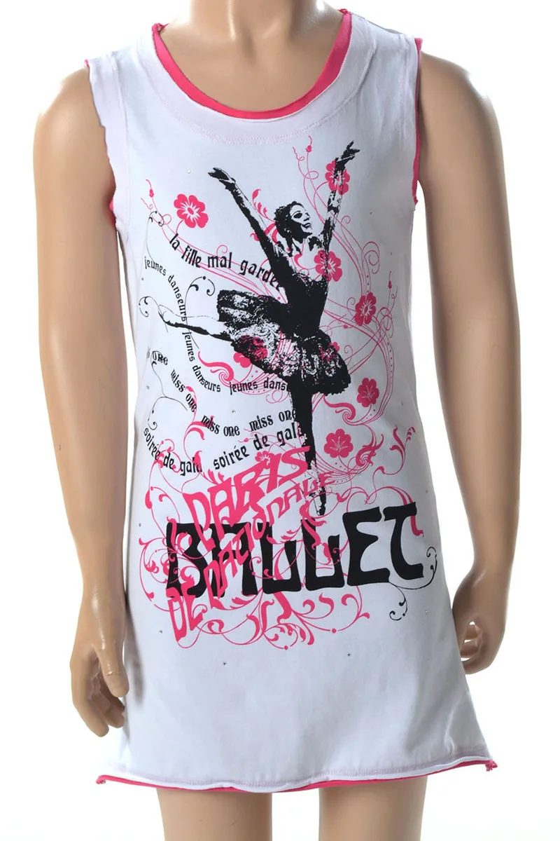 Φόρεμα M-One Miss One Mε Ballet Τύπωμα 3082-778-55-WHITE Κορίτσι