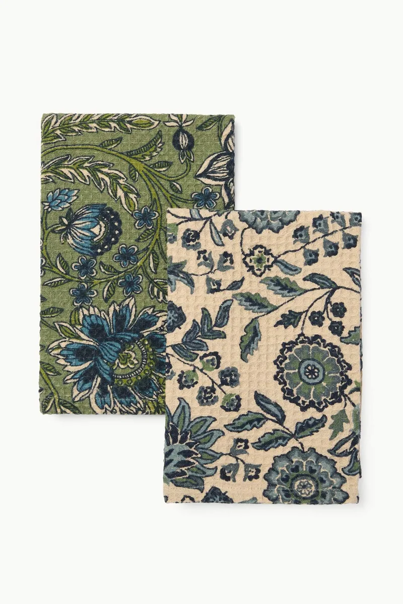 Coincasa σετ βαμβακερές πετσέτες με waffle pattern (2 τεμάχια) - 006813313 Πράσινο Σκούρο