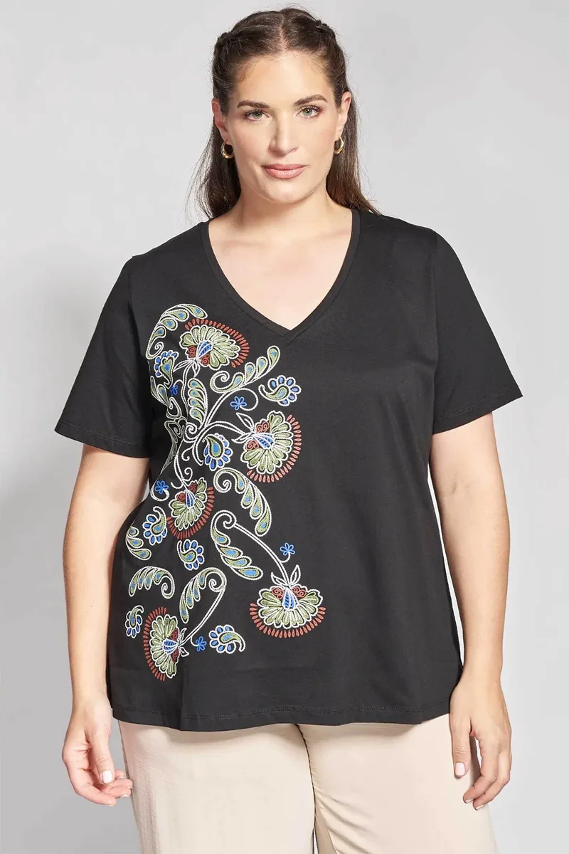 Parabita γυναικεία μπλούζα με Boho print - 012610100310 Μαύρο