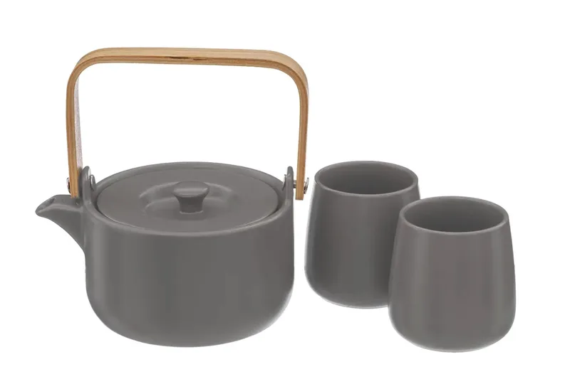 Secret De Gourmet Τσαγιέρα Κεραμική Γκρι Σετ Με 2 Κούπες 500ml