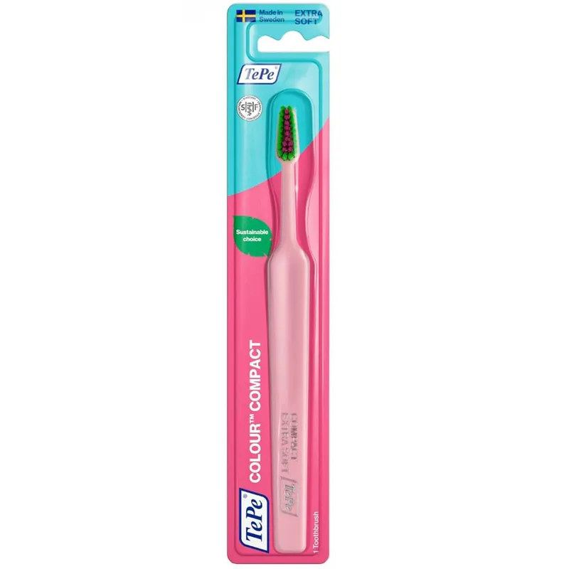 TePe Colour Compact Extra Soft Toothbrush Πολύ Μαλακή Οδοντόβουρτσα για Αποτελεσματικό & Απαλό Καθαρισμό 1 Τεμάχιο - Ροζ