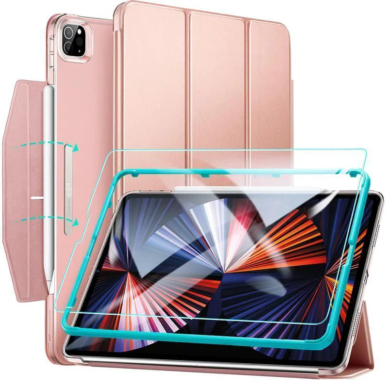 ESR Set Ascend Trifold Case Rose Χρυσό + Tempered Glass iPad Pro 12,9 2021/2022