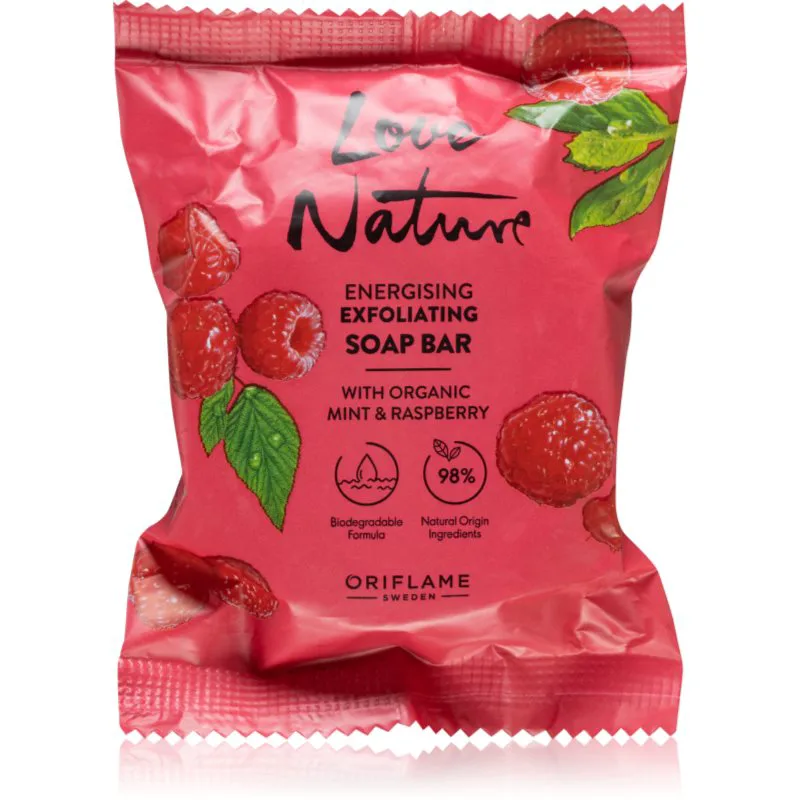 Oriflame Love Nature Organic Mint & Raspberry καθαριστικό στερεό σαπούνι 75 γρ