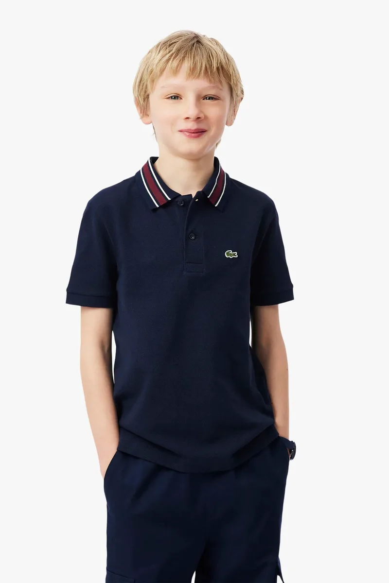 Lacoste παιδική μπλούζα πόλο πικέ με contrast stripe γιακά και κεντημένο λογότυπο - PJ1051 Μπλε Σκούρο