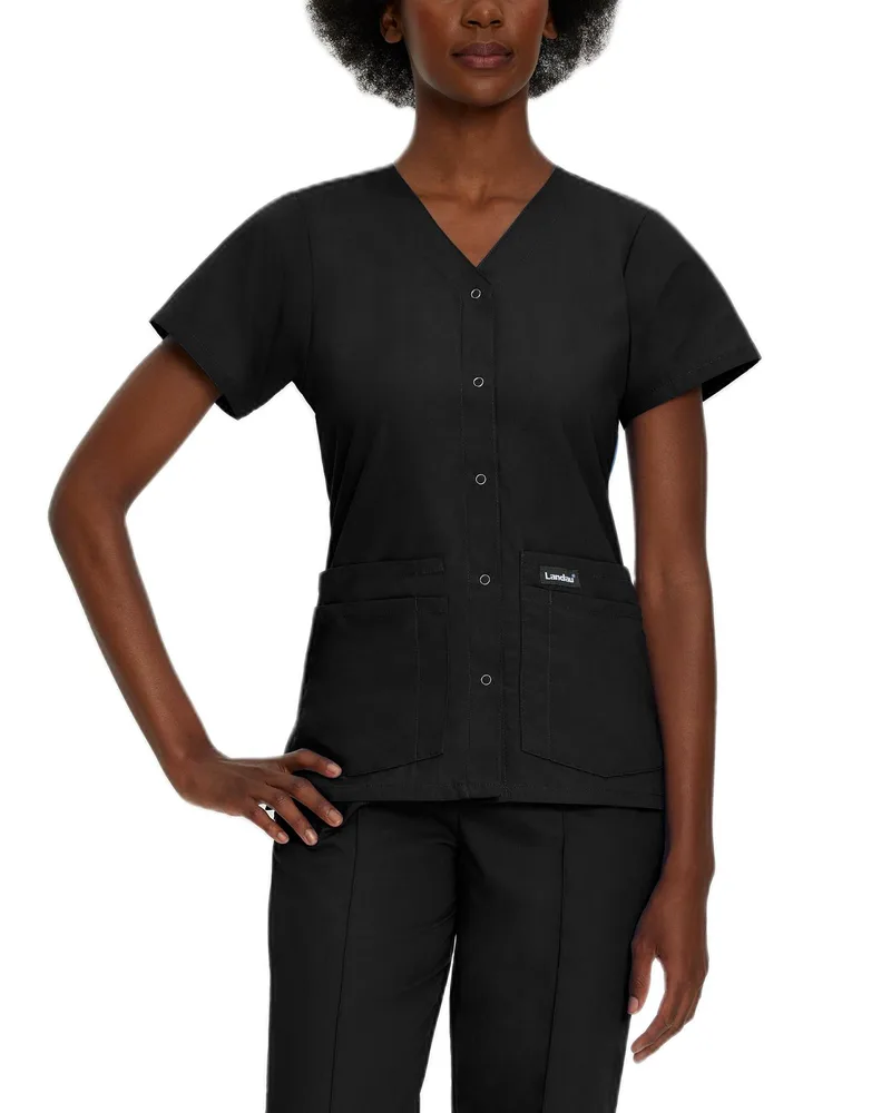Μπλούζα Γυναικεία Yγειονομικών LANDAU Essentials 4-Pocket V-Neck Black