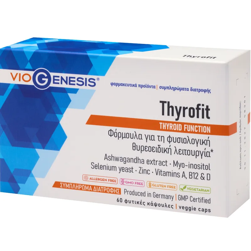 Viogenesis Thyrofit Συμπλήρωμα Διατροφής Φόρμουλας Εκχυλίσματος Ασβαγκάντας, Βιταμινών & Μετάλλων για τη Φυσιολογική Θυρεοειδική Λειτουργία 60caps