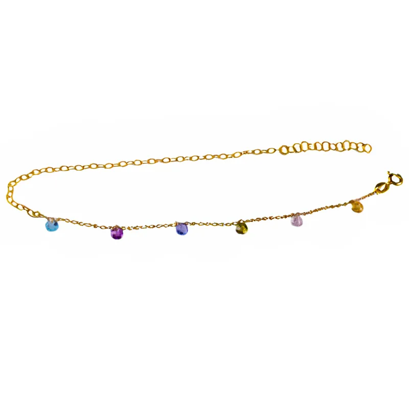 Βραχιόλι Ποδιού Επίχρυση 925 με πολύχρωμα zircon Gatsa BR54