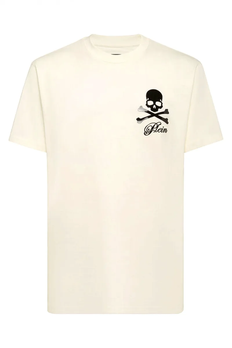 PHILIPP PLEIN T-SHIRT SKULL & BONES ΥΠΟΛΕΥΚΟ