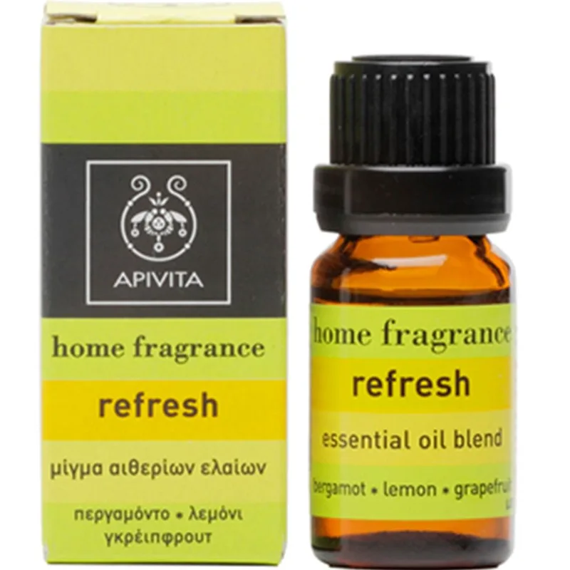 Apivita Refresh Home Fragrance Essential Oil Blend Μίγμα Αρωματοθεραπείας Αιθέριων Ελαίων με Περγαμόντο, Λεμόνι & Γκρέιπφρουτ για Ανανέωση της Ατμόσφαιρας 10ml
