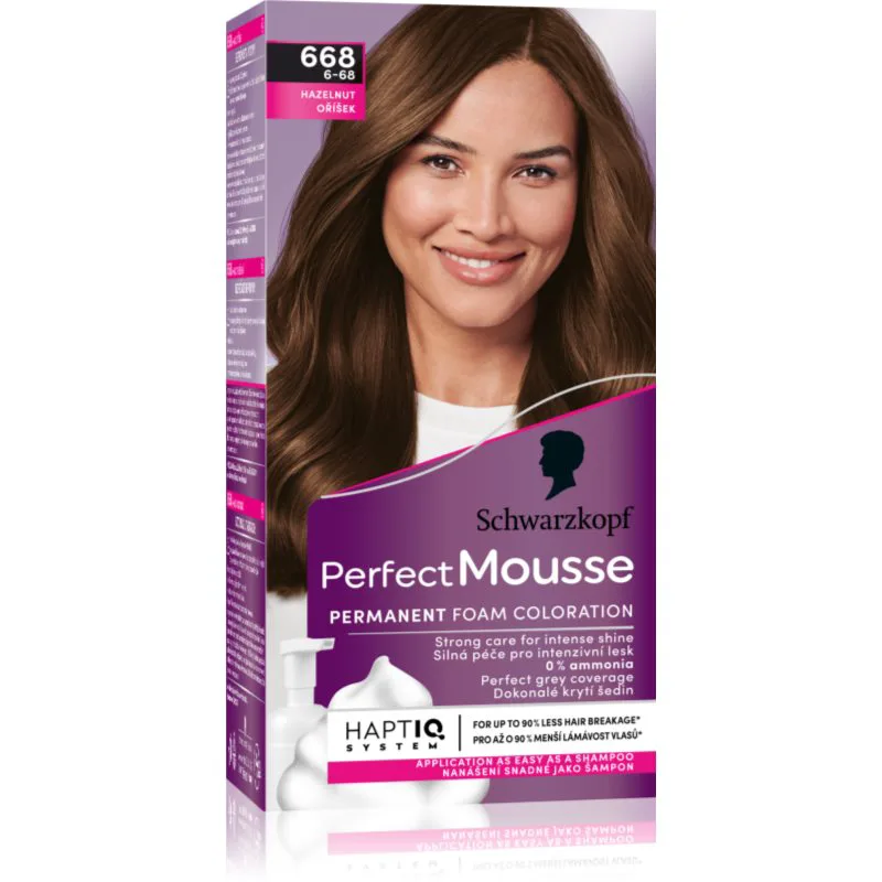 Schwarzkopf Perfect Mousse μόνιμη βαφή μαλλιών απόχρωση 668 Hazelnut 1 τμχ