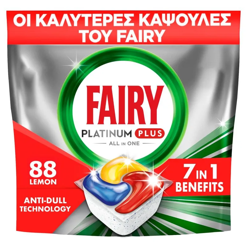 Fairy Platinum Plus All In One Κάψουλες Πλυντηρίου Πιάτων ΑNΤΙ DULL 88τεμ