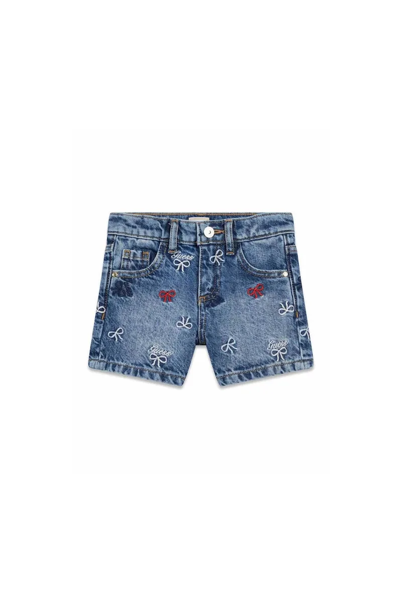 Guess παιδικό denim σορτς με κέντημα - K6RD06D45E0 Denim Blue