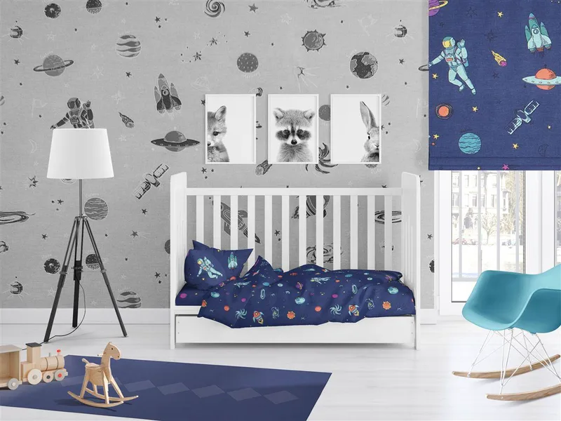 ΠΑΠΛΩΜΑΤΟΘΗΚΗ ΕΜΠΡΙΜΕ bebe Space 189 120X160 Blue Cotton 100%