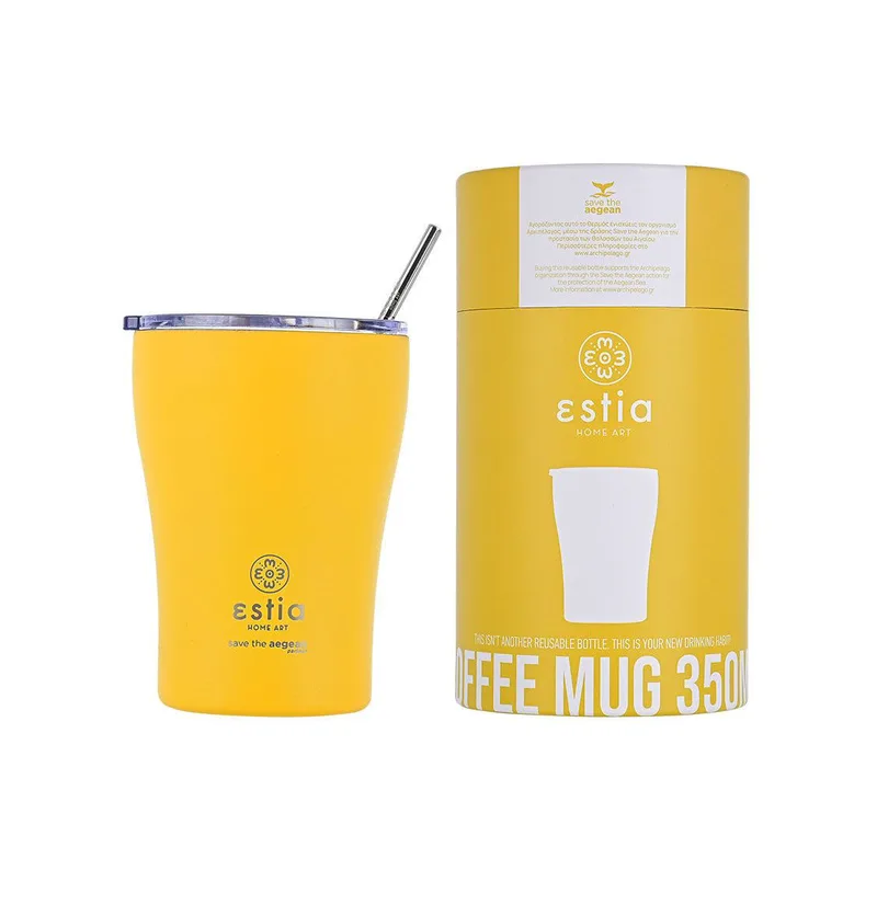 Κούπα θερμός με καλαμάκι 350ml Estia Save the Aegean - Pineapple Yellow